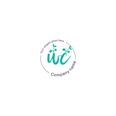 Botanik ve Geometrik Tasarımlı Çiçek Baş Logosu WC