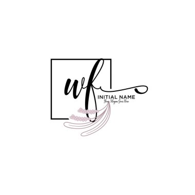 Geometrik Çerçeve ile El Yazısı Çiçek Baş Logosu WF