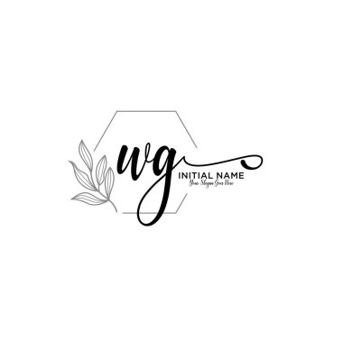 Geometrik Çerçeveli El Yazısı Çiçek Baş Logosu WG