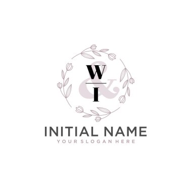 Botanik ve Geometrik Tasarımlı Çiçek Baş Logosu WI