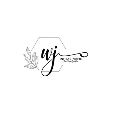 Geometrik Çerçeve ile El Yazısı Çiçek Baş Logosu WJ