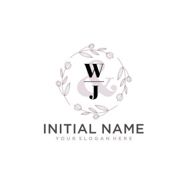 Botanik ve Geometrik Tasarımlı Çiçek Baş Logosu WJ