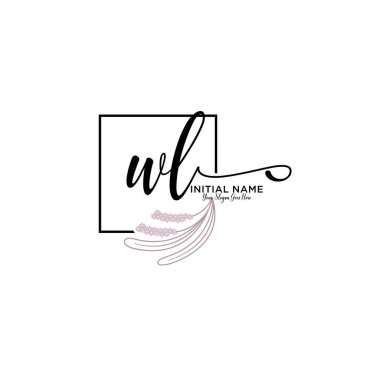 Geometrik Çerçeve ile El Yazısı Çiçek Baş Logosu WL