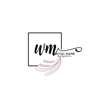 Geometrik Çerçeveli El Yazısı Çiçek Baş Logosu WM