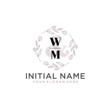 Botanik ve Geometrik Tasarımlı Çiçek Baş Logosu WM