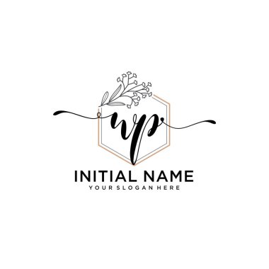 Geometrik Çerçeveli El Yazısı Çiçek Baş Logosu WP