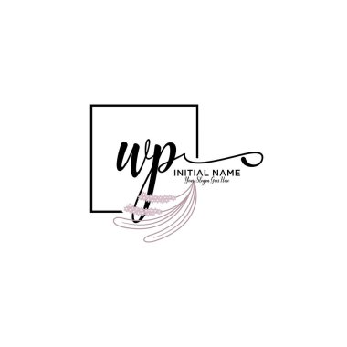 Geometrik Çerçeveli El Yazısı Çiçek Baş Logosu WP