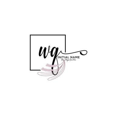 Geometrik Çerçeve ile El Yazısı Çiçek Baş Logosu WQ