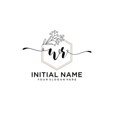 Geometrik Çerçeveli El Yazısı Çiçek Baş Logosu WR