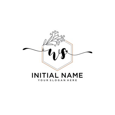 Geometrik Çerçeveli El Yazısı Çiçek Baş Logosu WS