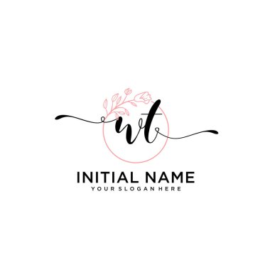 Geometrik Çerçeve ile El Yazısı Çiçek Baş Logosu WT