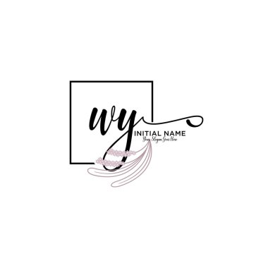 Geometrik Çerçeveli El Yazısı Çiçek Baş Logosu WY