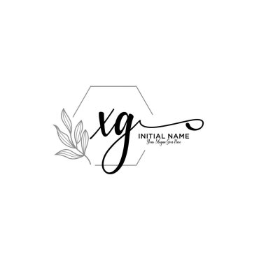 Geometrik Çerçeve ile El Yazısı Çiçek Baş Logosu XG