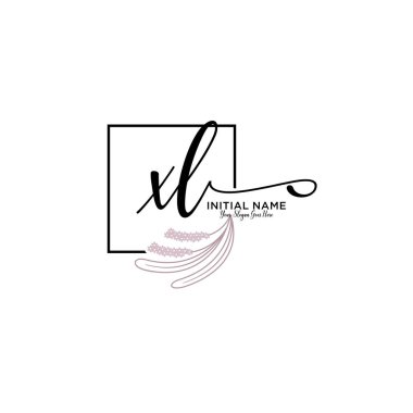 Geometrik Çerçeve ile El Yazısı Çiçek Baş Logosu XL