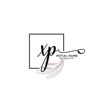 Geometrik Çerçeve ile El Yazısı Çiçek Baş Logosu XP