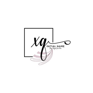 Geometrik Çerçeve ile El Yazısı Çiçek Baş Logosu XQ