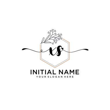 Geometrik Çerçeve ile El Yazısı Çiçek Baş Logosu XS