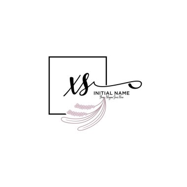 Geometrik Çerçeve ile El Yazısı Çiçek Baş Logosu XS