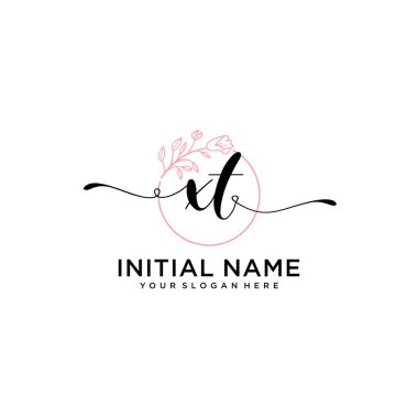 Geometrik Çerçeveli El Yazısı Çiçek Baş Logosu XT
