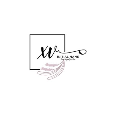 Geometrik Çerçeve ile El Yazısı Çiçek Baş Logosu XV