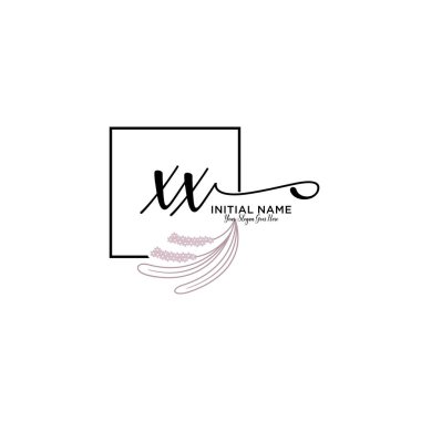 Geometrik Çerçeve ile El Yazısı Çiçek Baş Logosu XX