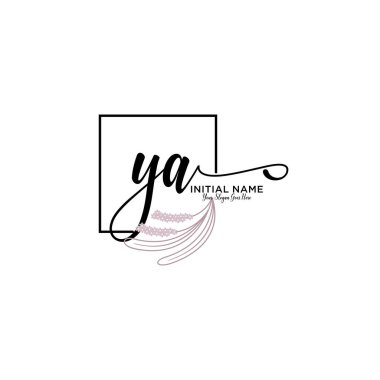 Geometrik Çerçeveli El Yazısı Çiçek Baş Logosu YA