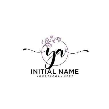 Geometrik Çerçeveli El Yazısı Çiçek Baş Logosu YA