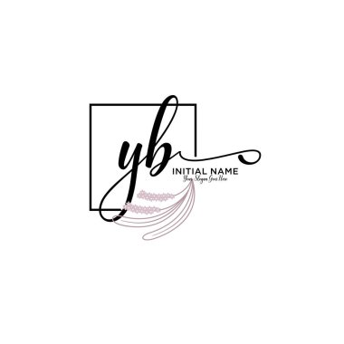 Geometrik Çerçeveli El Yazısı Çiçek Baş Logosu YB