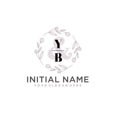 Botanik ve Geometrik Tasarımlı Çiçek Baş Logosu YB