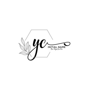 Geometrik Çerçeveli El Yazısı Çiçek Baş Logosu YC