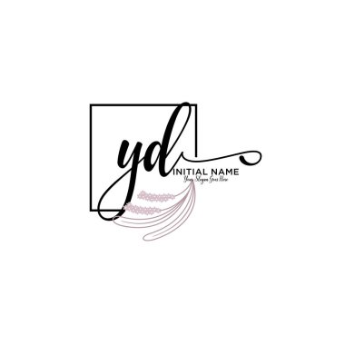 Geometrik Çerçeveli El Yazısı Çiçek Baş Logosu YD