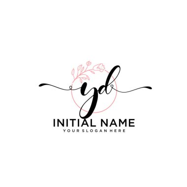 Geometrik Çerçeveli El Yazısı Çiçek Baş Logosu YD