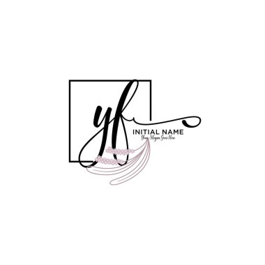 Geometrik Çerçeveli El Yazısı Çiçek Baş Logosu YF