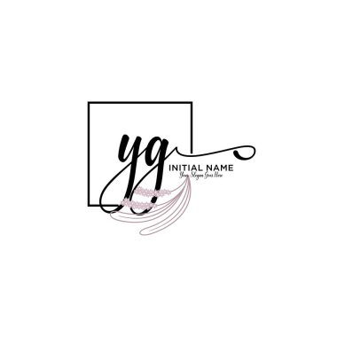 Geometrik Çerçeveli El Yazısı Çiçek Baş Logosu YG