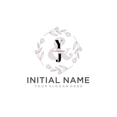 Botanik ve Geometrik Tasarımlı Çiçekli Logo YJ