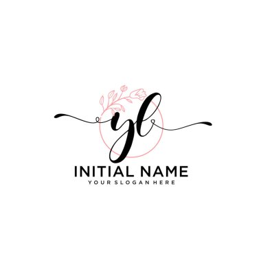 Geometrik Çerçeveli El Yazısı Çiçek Baş Logosu YL