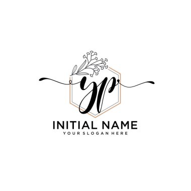 Geometrik Çerçeveli El Yazısı Çiçek Baş Logosu YP