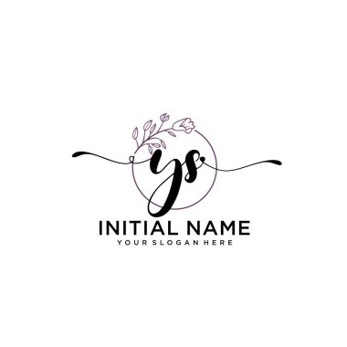 Geometrik Çerçeve ile El Yazısı: Çiçek Baş Logosu YS