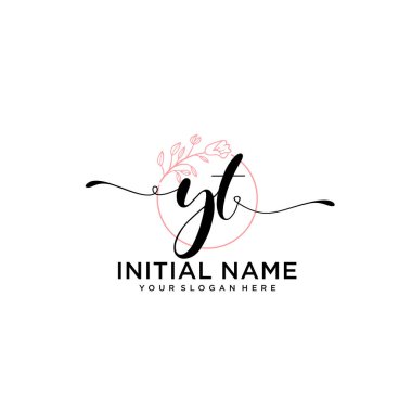 Geometrik Çerçeveli El Yazısı Çiçek Baş Logosu YT
