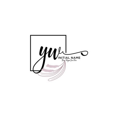 Geometrik Çerçeveli El Yazısı Çiçek Baş Logosu YW