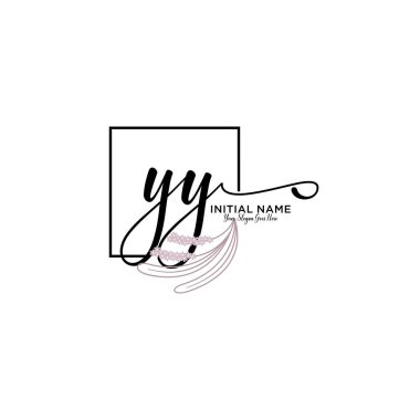 Geometrik Çerçeveli El Yazısı Çiçek Baş Logosu YY