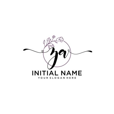 Geometrik Çerçeveli El Yazısı Çiçek Baş Logosu ZA