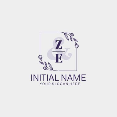 Botanik ve Geometrik Tasarımlı Çiçek Baş Logosu ZE