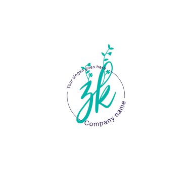 Botanik ve Geometrik Tasarımlı Çiçek Baş Logosu ZK