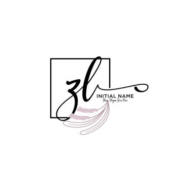 Geometrik Çerçeve ile El Yazısı Çiçek Baş Logosu ZL