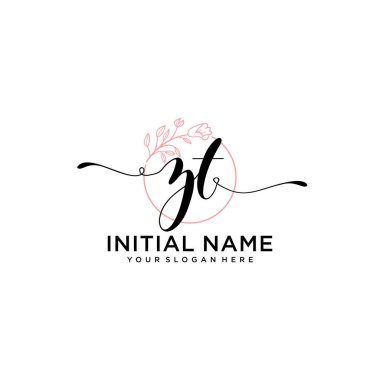 Geometrik Çerçeve ile El Yazısı Çiçek Baş Logosu ZT