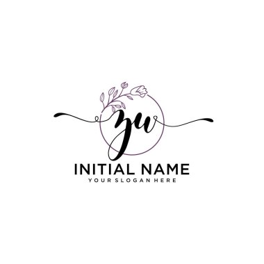 Geometrik Çerçeveli El Yazısı Çiçek Baş Logosu ZU