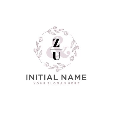 Botanik ve Geometrik Tasarımlı Çiçek Baş Logosu ZU