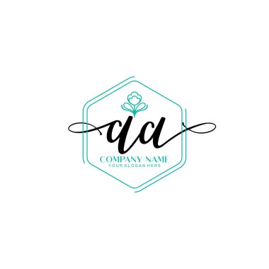 Çiçek ve Min ile Modern El Yazıları AA İlk Logo Şablonları