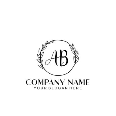 El yazısı AB Baş harfleriyle Çiçek Monogram Logosu Ayarları